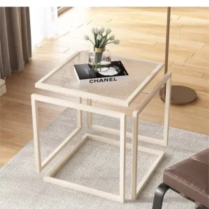 Tea Table Living Room Household Tea Table Small Apartment Light Luxury Modern Glass And Iron Balcony Bedroom Seating Area New - Image 4