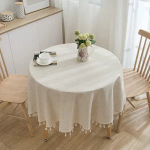 Plaid Cotton Linen Round Tablecloth Wedding Hotel Banquet Cloth Table Cover Indoor Dining Room Kitchen Outdoor Decor Manteles - Image 5