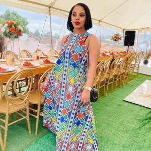 CM.YAYA Women Plaid Print Sleeveless O-neck Loose Long Maxi Dress 2024 Africa Vestidos Party Night Club Sexy Evening Dresses - Image 1