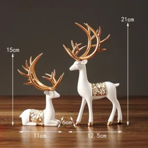 2pcs Elk Resin Statue Reindeer Sculpture Collectable Craft Deer Figurine Animal Figure for Party Desktop Housewarming Birthday - Image 5