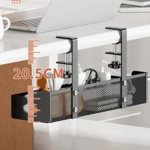 Desk Cord Storage rack No Drill Setup Under Desk Cable Organizer Metal Mesh Cable Management box High Load-Bearing Wire Holder - Image 3
