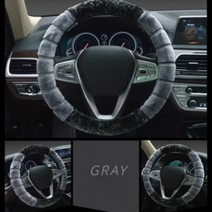 Winter Super Soft Plush Creative stitching Car Steering Wheel Cover Universal,Warm Faux Fur Auto Handlebar on the Steering-Wheel - Image 2