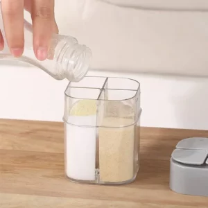 4 in 1 camping seasoning jar with lid transparent spice dispenser 4 compartment outdoor cooking barbecue salt and pepper shaker - Image 5
