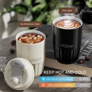 410ml Ceramic Liner Thermos Coffee Cup Double Wall Stainless Steel Vacuum Insulated Thermos For Coffee Thermal Mug Tumbler Gift - Image 3