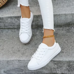 Womens Casual Shoes 2024 Spring New Fashionable Breathable Walking Flats Women's Mesh Lightweight Vulcanized Shoes - Image 3