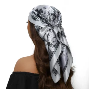 Head Scarf Women Luxury Brand Square 90*90cm Silk Foulard Satin Bandana Cheveux Soft Neckerchief Hijab Hair Scarves For Ladies - Image 4