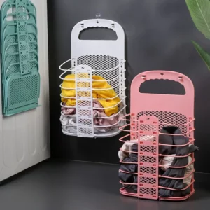 Plastic Storage Frame Foldable Dirty Clothes Basket Household Non Perforated Bathroom Wall Mounted Laundry Basket Clothes Basket - Image 2