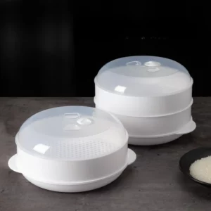 Double Plastic Steamer Microwave Oven Round Steamer With Lid Cookware Steamer Household Steamed Buns Kitchen Cooking Tools - Image 4
