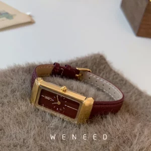 WENEED Ankola red watch women's 2024 new fashion temperament rectangular women's quartz watch niche light luxury - Image 3