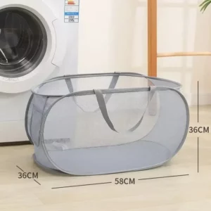 Durable Collapsible Laundry Basket, Mesh Pop Up Laundry Hamper With Side Pocket, Foldable Clothes Storage Hamper With Reinforced - Image 6