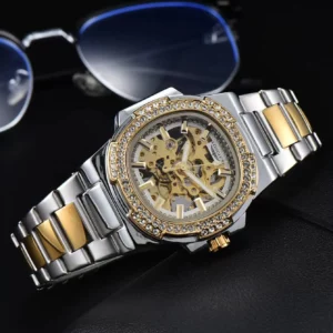 LONGLUX automatic man watch luxury stainless steel wholesale mechanical wristwatches skeleton waterproof diamond watch man watch - Image 3