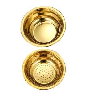 Stainless Steel Drain Basket Colander with Bowl Dish Basin Kitchen Accessory Rice Drainer Gadget Golden Fruit Mesh Strainer - Image 4