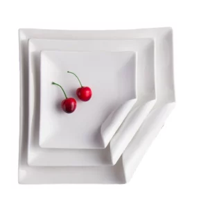 Creative Restaurant Kitchen Tableware Set Square Shaped Solid Color Moon Plate White Western Steak Plate Dinner Plates Set - Image 5