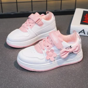 Children Flower Boat Shoes Girl Cute Bow Princess Sneakers Spring and Autumn Kids Casual Running Sport Casual Shoes - Image 3