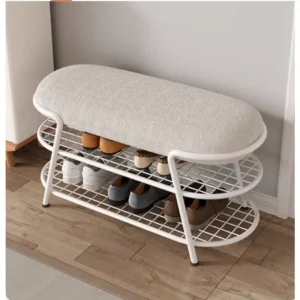 Simple Modern Shoe Organizer Multifunctional Shoe Cabinet High Elastic Cushion Hallway Bench Double Layer Structure Shoes Rack - Image 2