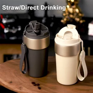 500ML High Quality Travel Coffee Mug With Straw 316 Stainless Steel Thermos Cup Vacuum Flask Mocha Coffee Cups For Car Travel - Image 4
