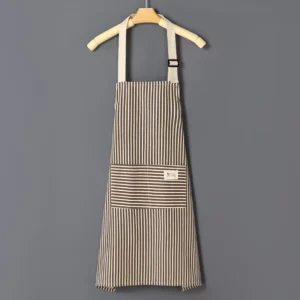 Cotto Linen Striped Apron With Thin Cotton Fabric Waistband For Stain Oil Resistance Coffee Overalls Apron Kitchen Accessories - Image 5