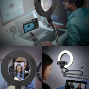 Overhead Tripod for Phone with Ring Light Desktop Cellphone Bracket for Video Shooting Table Mobile Mount for Filming Recording - Image 4