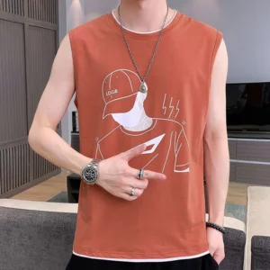 Fashion O-Neck Printed Casual Tank Top T-Shirts Men's Clothing 2024 Summer New Loose All-match Tops Korean Sleeveless Tee Shirt - Image 6