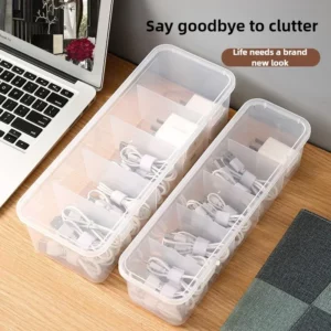 Transparent Data Cable Organizer Case Classification Dustproof Card Organizer with Lid Clutter Collection Box for Office Home - Image 4