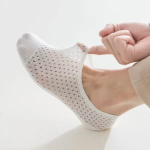 Solid Color Silicone Non-slip Sock Slippers Hollow Out Breathable Summer Invisible No Show Socks Men Male Ice Silk Sock Slippers - Image 2