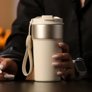 500ML High Quality Travel Coffee Mug With Straw 316 Stainless Steel Thermos Cup Vacuum Flask Mocha Coffee Cups For Car Travel - Image 3