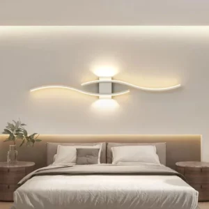 Modern LED Strip Wall Lamp Double Curve Remote Control Light Bedside Decor Black Gold Wall Sconces Living Room Bedroom Led Fixtu - Image 4