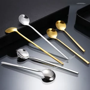 Gold Spoon Set, Beautiful Long-handled Golden Coffee Spoon, Stainless Steel Set, Holiday Kitchen Tableware Gift - Image 5