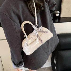 LEFTSIDE PU Leather Small Crossbody Bags Lady Belt Buckle Design Shoulder Bag for Women 2025 New Y2K Short Handle Retro Handbags - Image 4
