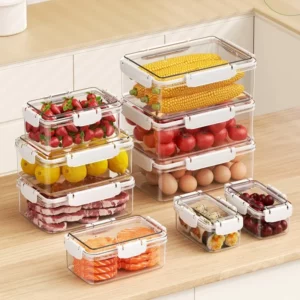 Microwave-Safe Food-Grade Square Container | Airtight Plastic Storage Box for Fruits Veggies & Meat | Kitchen & Fridge Organizer - Image 2