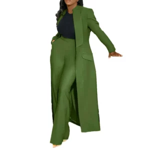 Women's Set Full Sleeve X-Long Blazer Coat+ Long Pant Suit 2025 Spring Streetwear Two 2 Piece Set Africa OL Work Outfits - Image 6