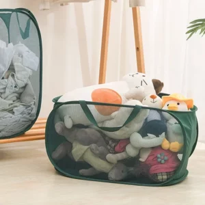 Durable Collapsible Laundry Basket, Mesh Pop Up Laundry Hamper With Side Pocket, Foldable Clothes Storage Hamper With Reinforced - Image 4