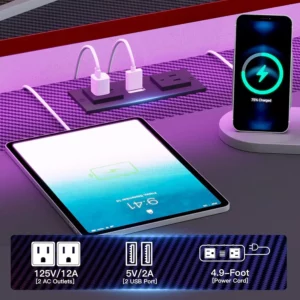 79" Gaming Desk,Computer Desk with 2 Fabric Drawers & LED Light,Small Desk with Storage for Home Office - Image 6