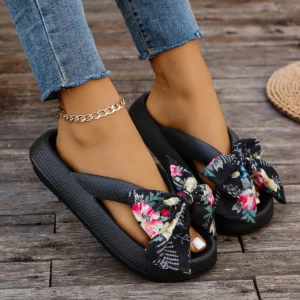 Summer Ladies Handmade Bows Flip-flops Soft-soled Non-slip Women's Cloud Slippers Travel Vacation Beach Women Shoes - Image 6