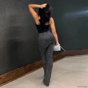 Luxury High Waist Legging Curvy Glitter Rhinestone Bling Sparkly Luxe Party Club Birthday Christmas Stage Pant Trousers - Image 2