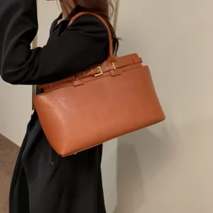 Large Size Women Top-handle Bags Retro Pure Color Big Capacity Shopping Totes 2024 Winter Latest Trendy Luxury Designer Handbags - Image 3