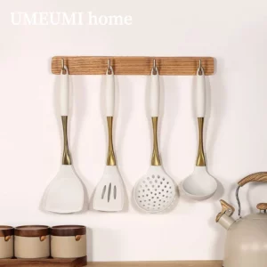 UMEUMI Cooking Spatula 8 Pcs Golden White Silicone kitchenware Utensils Cooking Set Soup Spoon Frying Pan Spatula Universal Tool - Image 5