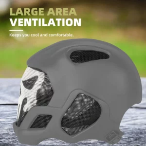 HitSafer EVA Ultra-Light Full Face Helmet, Breathable steel mesh Large Area Ventilation Adjustable Buckle Skull Mask for Airsoft - Image 6