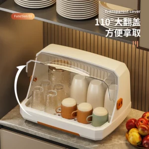 Dustproof Glass Cup Storage Box Desktop Water Cup Storage Rack Coffee Cup Storage Box Glass Cup Tray Tea Cup Drain Shelf - Image 3