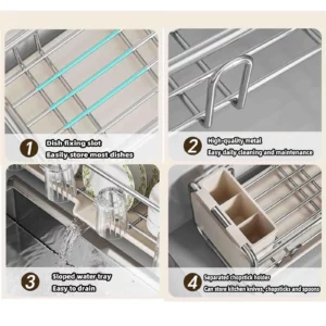 Dish Drying Rack Bowl Drainer Over Sink Drainer Draining Rack Organizer Kitchen Sink Basket Tableware Narrow Cup Holder Shelf - Image 6