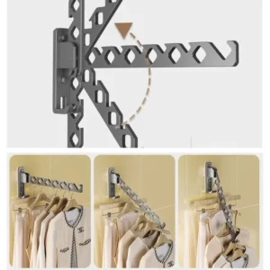 Clothes Drying Rack Adjustable Angle Clothes Hanger Wall-mounted Coat Dryer Collapsible Clothing Organizer Large Loading-bearing - Image 6