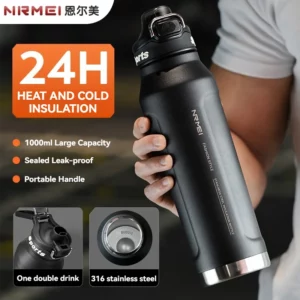 1L Thermos Water Bottle Stainless Steel Vacuum Flasks Keep Cold Hot Water Coffee bottles Portable Sport Gym Kettles With Straw - Image 1