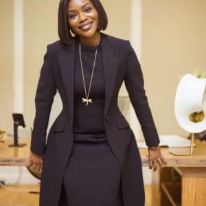Elegant Office Lady Long Blazer with Dress 2 Pieces Sets Woman Clothing Fashion Work Business African Streetwear Outfits - Image 3