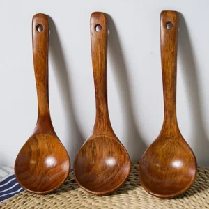1PC Wooden Soup Spoon Long Handle Dessert Rice Soup Spoon Teaspoon Cooking Spoons Kitchen Accessories Wood Spoon Kitchen Gadgets - Image 4