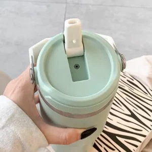 900ML Vacuum Insulated Water Bottle for Coffee/Tea ,Double Wall Stainless Steel Thermos Bottle with Straw/Handle Tumbler - Image 4
