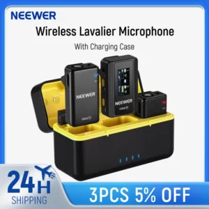 NEEWER CM28 Wireless Lavalier Microphone with Charging Case 1 Click Noise Canceling Audio Lapel Mic For iPhone/Android/PC/Camera - Image 1