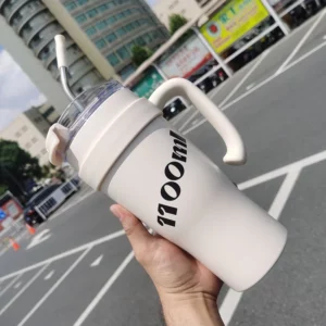 Kawaii Sainless Steel Tumbler For Coffee Car Mug Freeze Thermos 1100ml Cute Thermal Water Bottle With Straw Keep Cold Hot Cup - Image 2