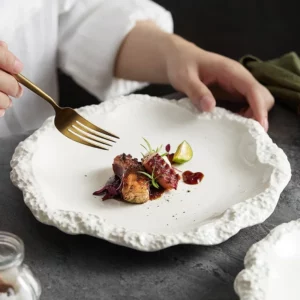 Rock Pattern Skirt Plate Dish Plate Household Ceramic Flat Plate Shallow Plate 2023 New Hotel Tableware Ins Wind Swing Plate - Image 3