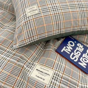 Nordic Plaid Pattern Wash Cotton Bedding Set Duvet Cover Pillowcase Bed Sheet Set Comforter Cover Bed Linens Set Queen King Size - Image 6