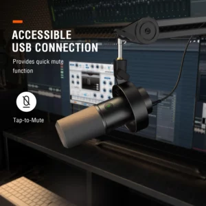 FIFINE USB/XLR Dynamic Microphone with Shock Mount,Touch-mute,headphone jack&Volume Control,for PC or Sound Card Recording -K688 - Image 3